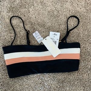 L*space Rebel Stripe Black Bikini Top NWT size S